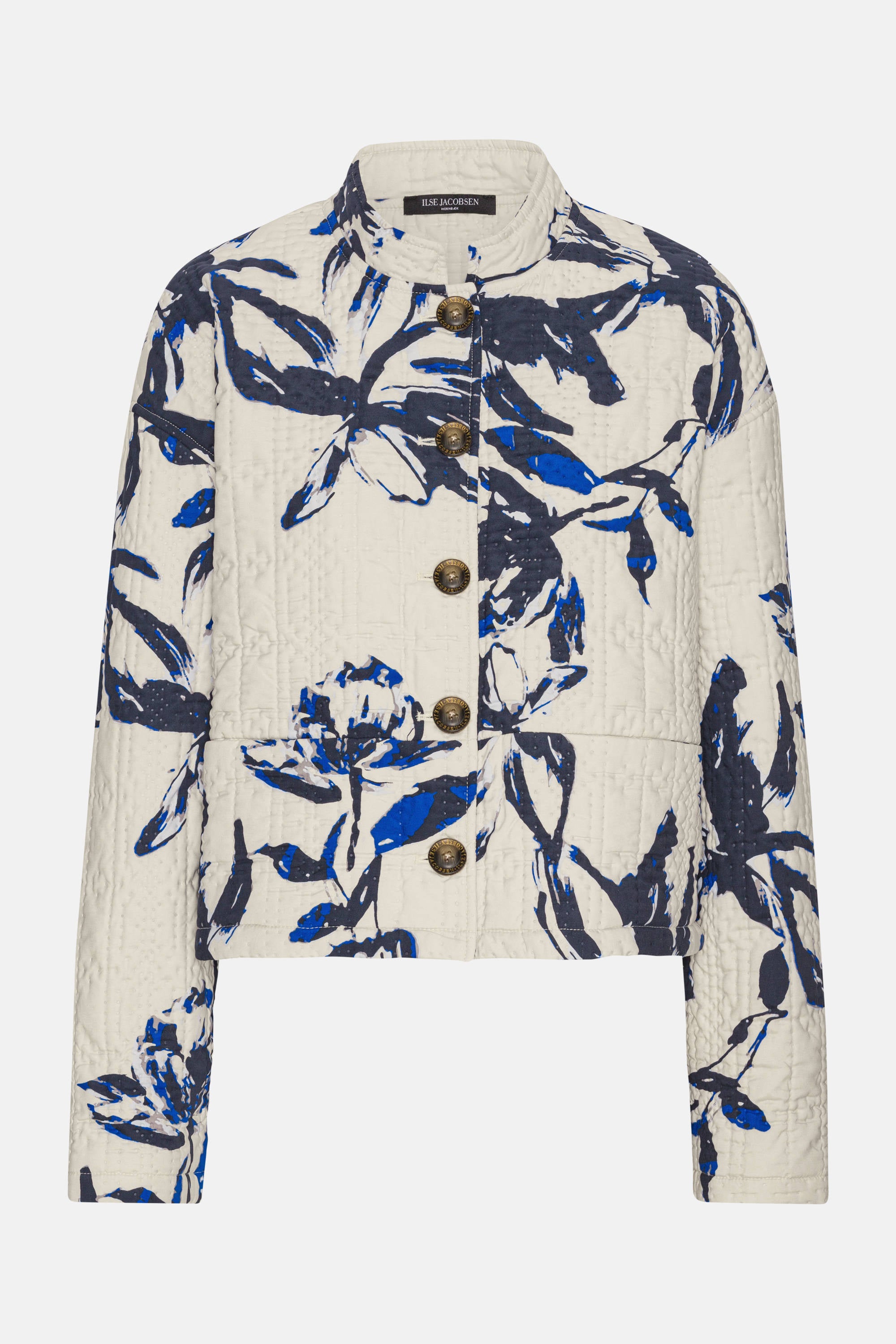 Kurze Steppjacke - Beige Artsy Stroke Flower